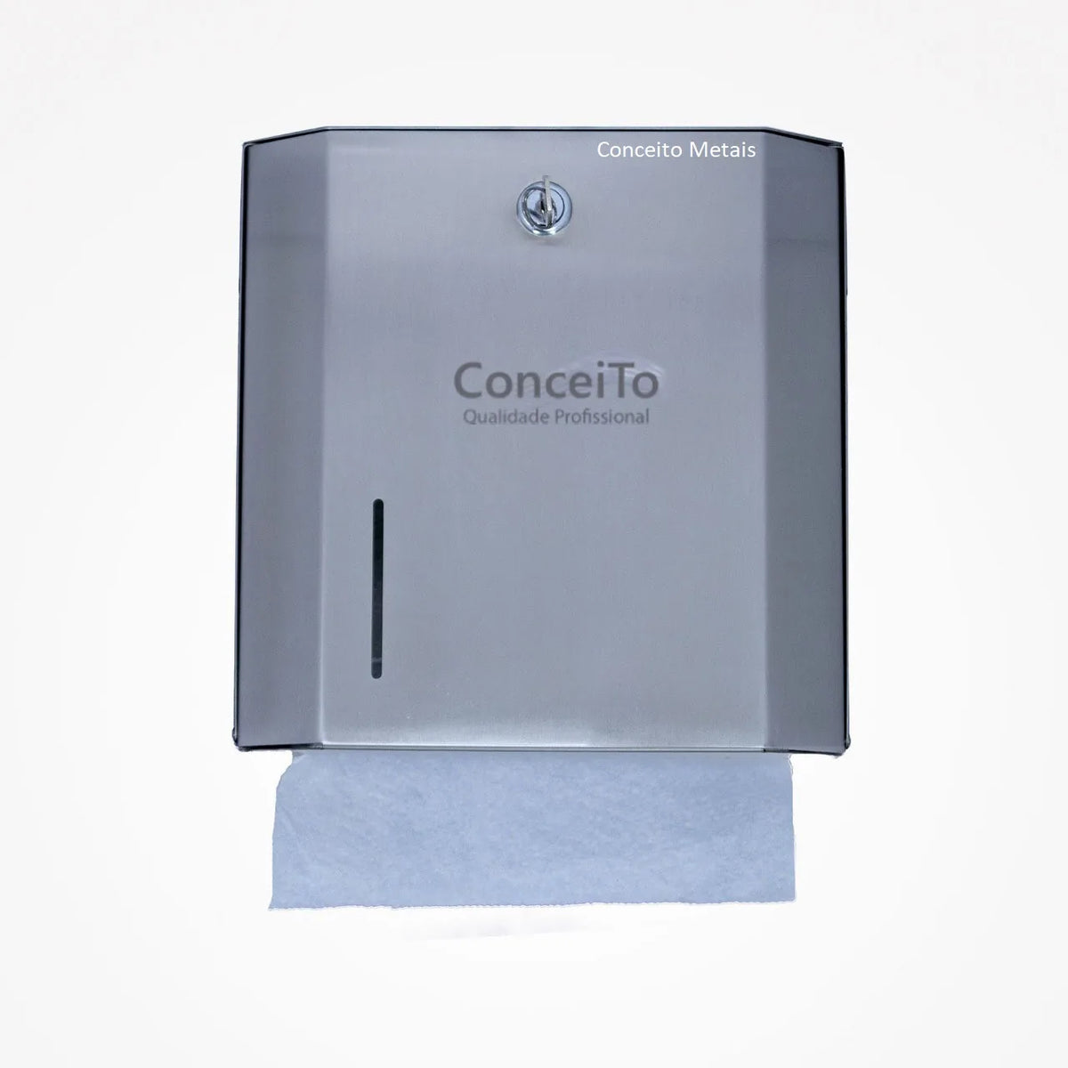 Dispensador de papel toalha interfolhas inox com chave - 10008 - Conceito Metais