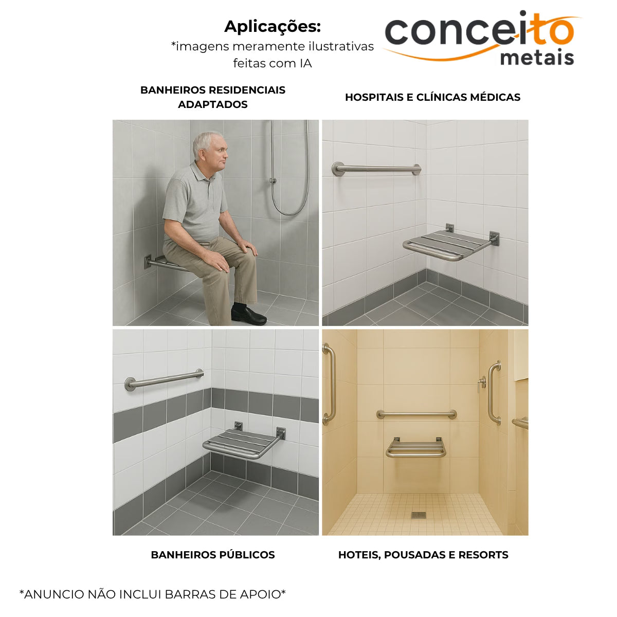 Banco articulado branco PNE 45x70 - 1024: aplicações