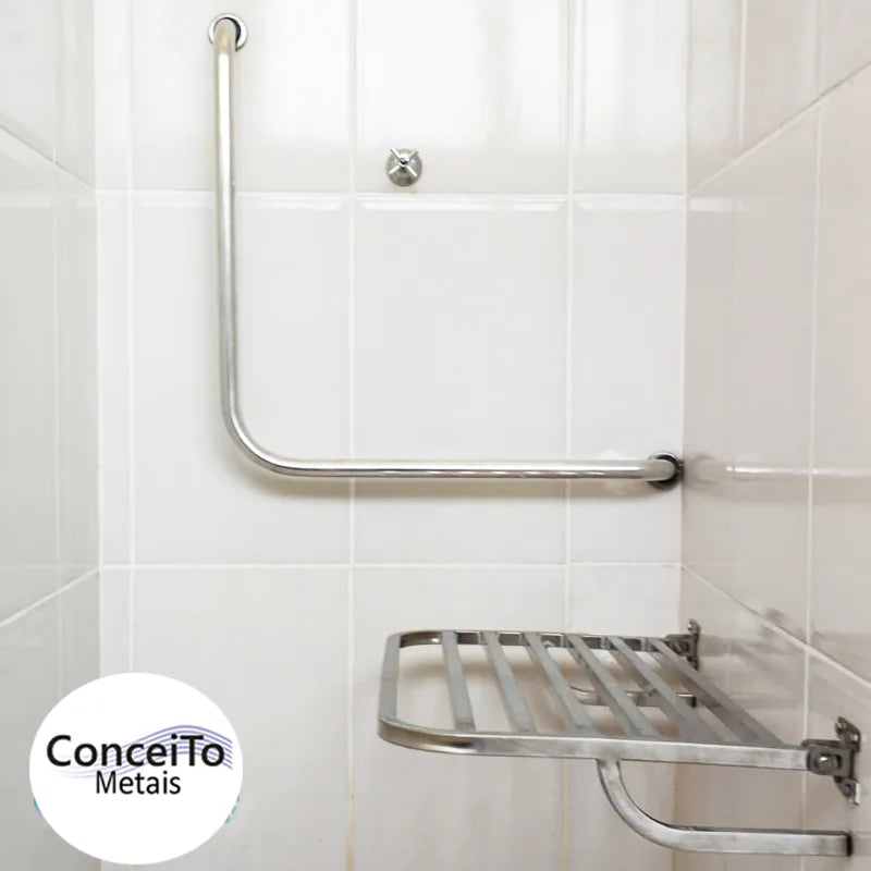 Banco articulado de inox para banheiro PNE 45x45 com pedestal - 1053 - Conceito Metais (foto 2)