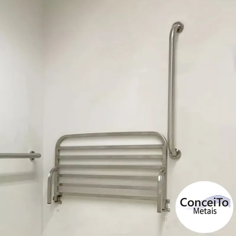 Banco articulado de inox para banheiro PNE 45x45 com pedestal - 1053 - Conceito Metais (foto 3)