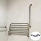 Banco articulado de inox para banheiro PNE 45x45 com pedestal - 1053 - Conceito Metais (foto 3)