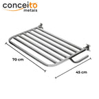 Banco articulado de inox para banheiro PNE 45x70cm - 1054: medidas 70 x 45 cm