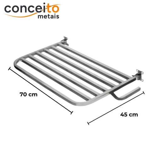 Banco articulado de inox para banheiro PNE 45x70cm - 1054: medidas 70 x 45 cm