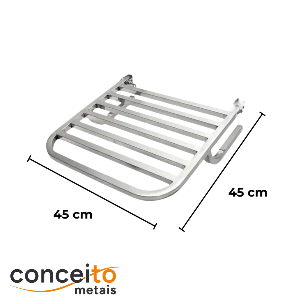 Banco articulado em inox polido PNE 45x45cm - 1055: medidas 45 x 45 cm