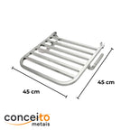 Banco articulado em inox polido PNE 45x45cm - 1055: medidas 45 x 45 cm