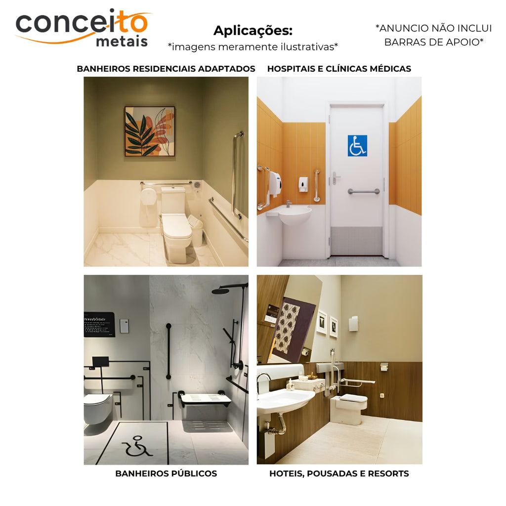 Banco articulado de inox para banheiro PNE 45x70 com pedestal - 1058: aplicações