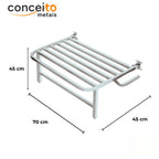 Banco articulado branco metal reforçado para banheiro PNE 45x70 com pedestal - 1059: medidas