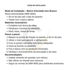 Banco articulado branco metal reforçado para banheiro PNE 45x70 com pedestal - 1059: modo de instalação