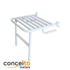 Banco Articulado Branco Metal Reforçado para Banheiro PNE 45x45 com Pedestal - 1061 - 1061-