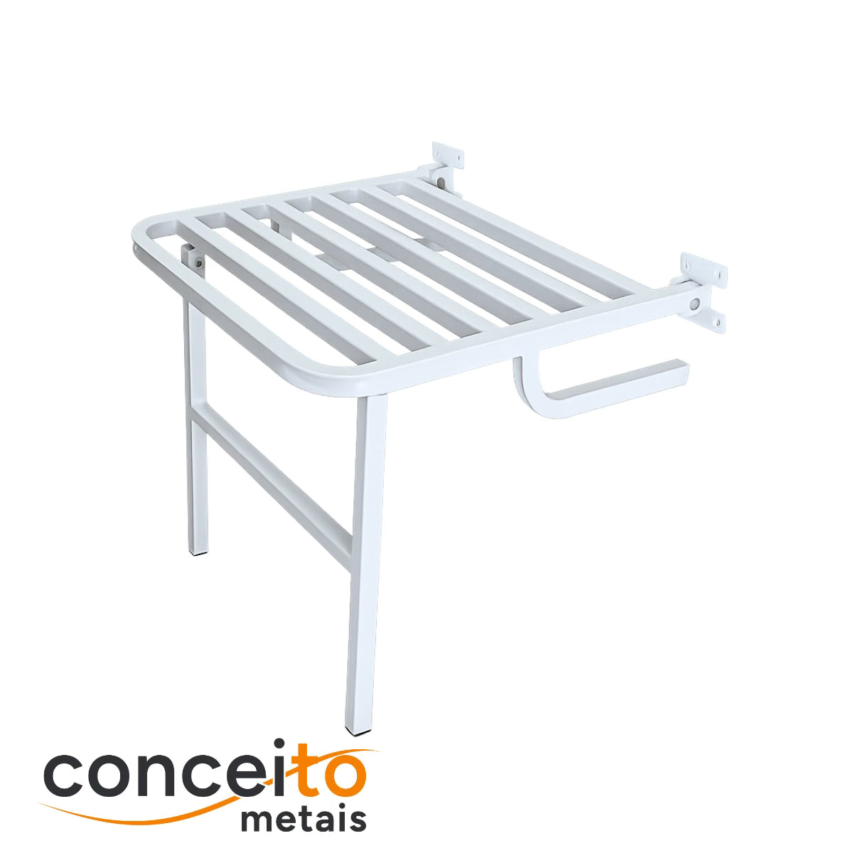Banco Articulado Branco Metal Reforçado para Banheiro PNE 45x45 com Pedestal - 1061 - 1061-
