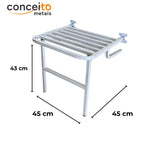 Banco Articulado Branco Metal Reforçado para Banheiro PNE 45x45 com Pedestal - 1061 - 1061-: medidas