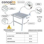 Banco Articulado Branco Metal Reforçado para Banheiro PNE 45x45 com Pedestal - 1061 - 1061-: detalhes