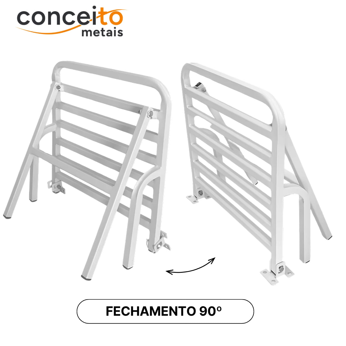 Banco Articulado Branco Metal Reforçado para Banheiro PNE 45x45 com Pedestal - 1061 - 1061-: fechamento 90°