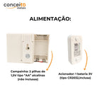 Alarme banheiro deficiente PNE audiovisual sem fio - 1112: alimentação por pilhas e bateria