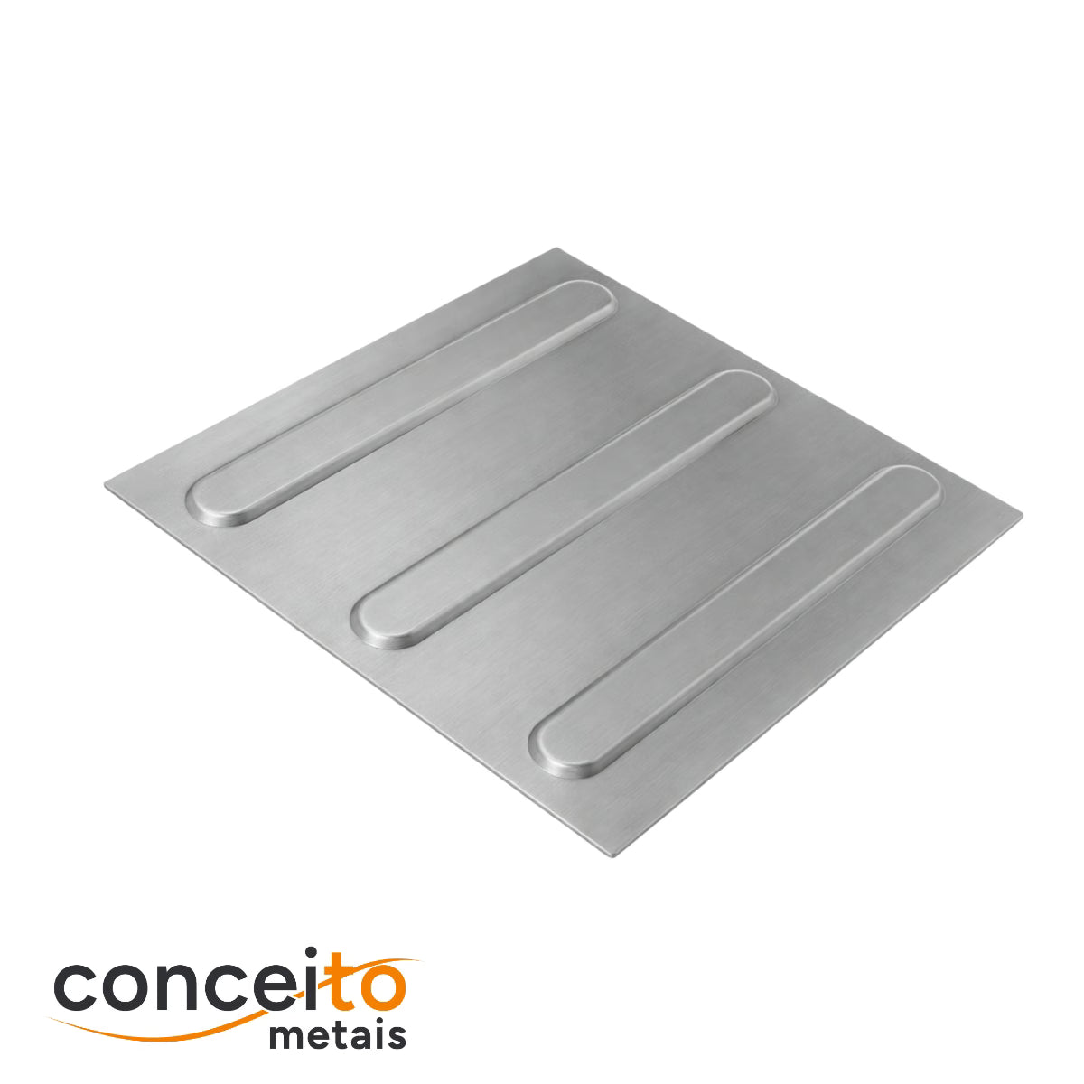 Piso tátil direcional em chapa inox escovado - 1124