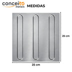 Piso tátil direcional em chapa inox escovado - 1124: medidas