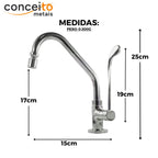 Torneira clínica alavanca mesa bica móvel altura 25 cm - 12002: medidas e peso