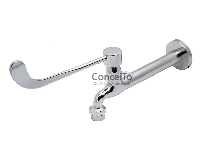 Torneira hospitalar metal alavanca com arejador fixo de parede 30 cm - 12034 - Conceito Metais