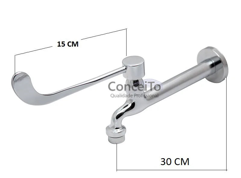 Torneira hospitalar metal alavanca com arejador fixo de parede 30 cm - 12034 - Conceito Metais (foto 2)