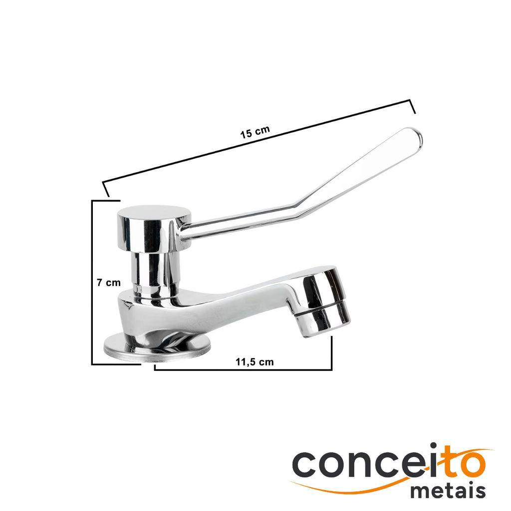 Torneira clínica hospitalar cotovelo em metal 11,5 cm - 12036: medidas