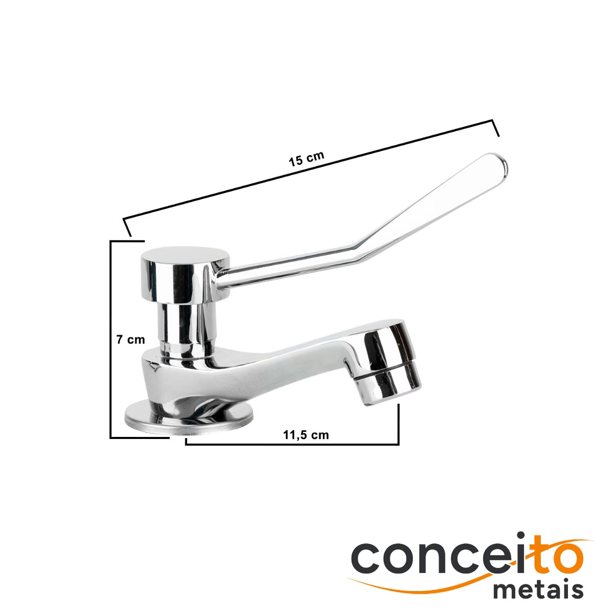 Torneira clínica hospitalar cotovelo em metal 11,5 cm - 12036: medidas