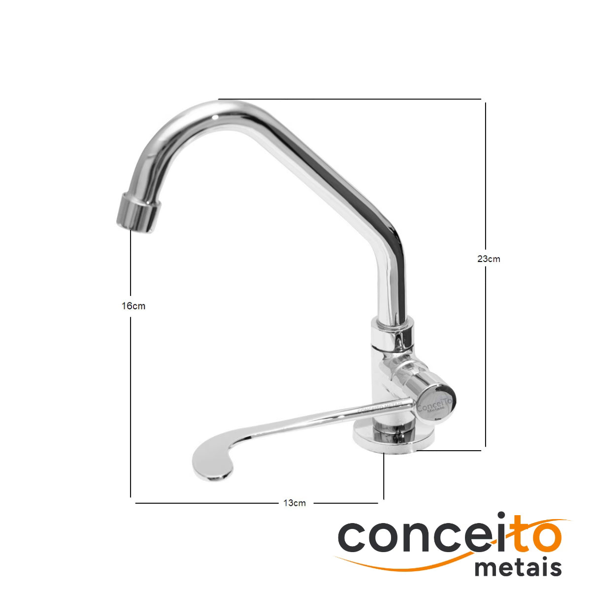 Torneira clínica alavanca mesa bica móvel altura 24 cm - 12039: medidas