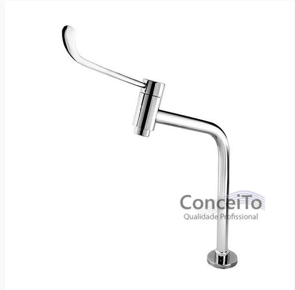 Torneira hospitalar clínica metal 26 cm alavanca reforçada mesa 45° - 12041 - Conceito Metais