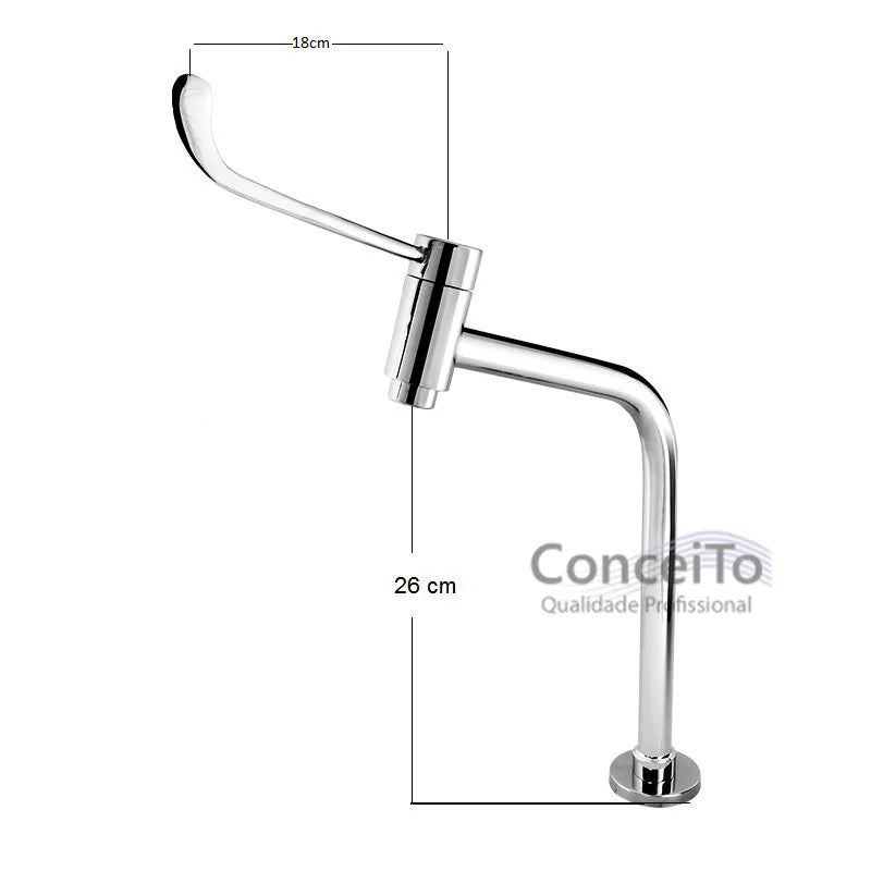 Torneira hospitalar clínica metal 26 cm alavanca reforçada mesa 45° - 12041 - Conceito Metais (foto 2)