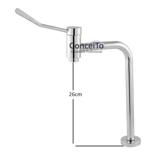 Torneira hospitalar clínica metal 26cm alavanca reforçada mesa 90° - 12043 - Conceito Metais (foto 2)