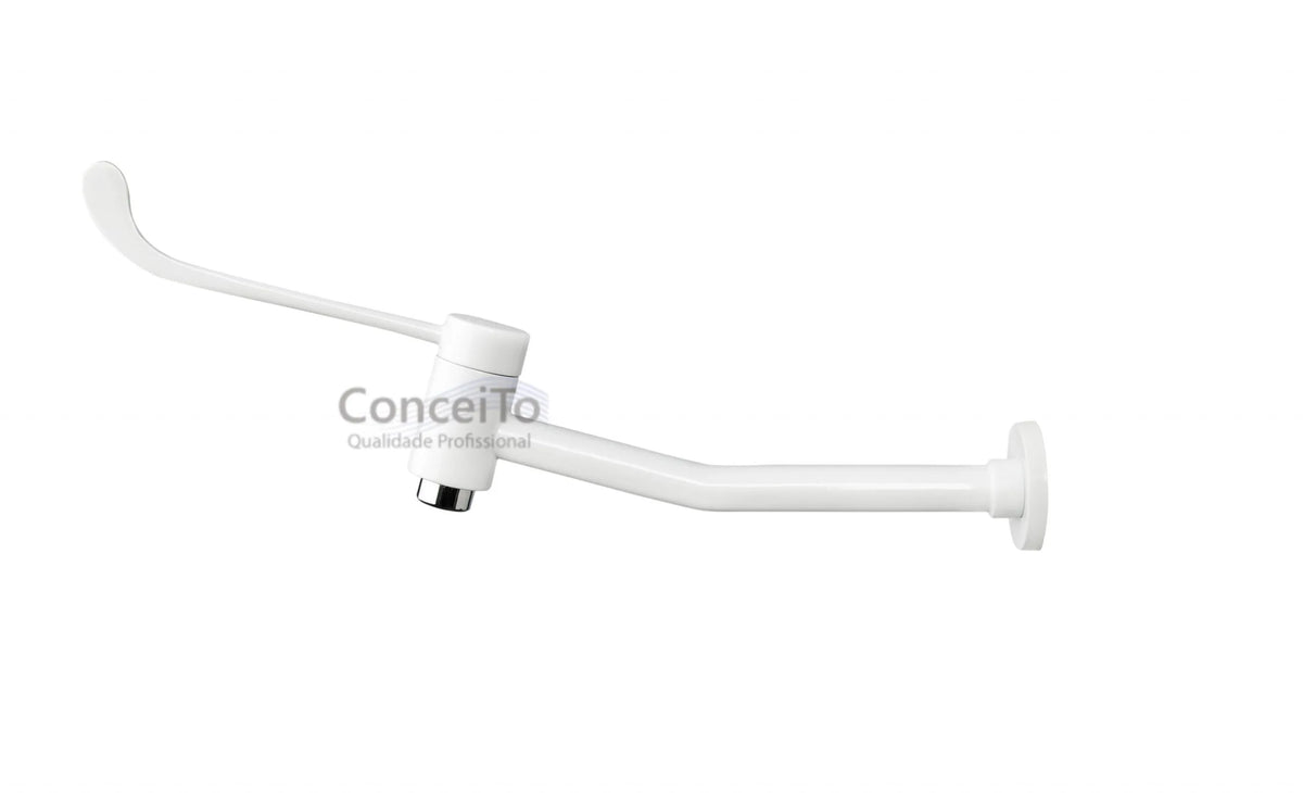 Torneira clínica de metal branca de parede 30cm - 12052 - Conceito Metais