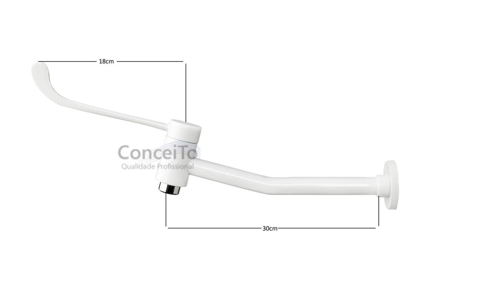 Torneira clínica de metal branca de parede 30cm - 12052 - Conceito Metais (foto 4)