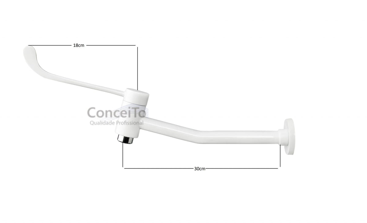Torneira clínica de metal branca de parede 30cm - 12052 - Conceito Metais (foto 4)