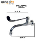 Torneira clínica alavanca de parede bica móvel - 12093: medidas 19,5 x 20 cm