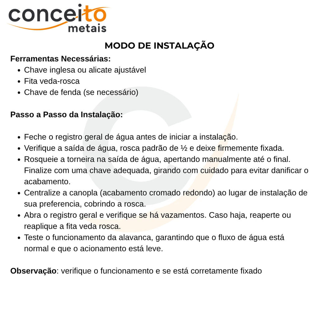 Torneira clínica alavanca de parede bica móvel - 12093: modo de instalação