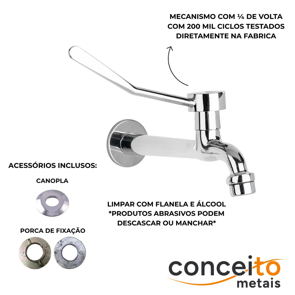 Torneira clínica de parede com arejador fixo 22cm - 12162: detalhes e acessórios