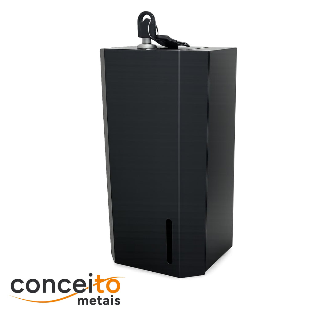Toalheiro cai cai preto de metal reforçado com trava - 12179