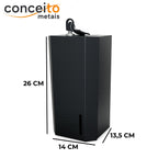 Toalheiro cai cai preto de metal reforçado com trava - 12179: medidas 26 x 14 x 13,5 cm