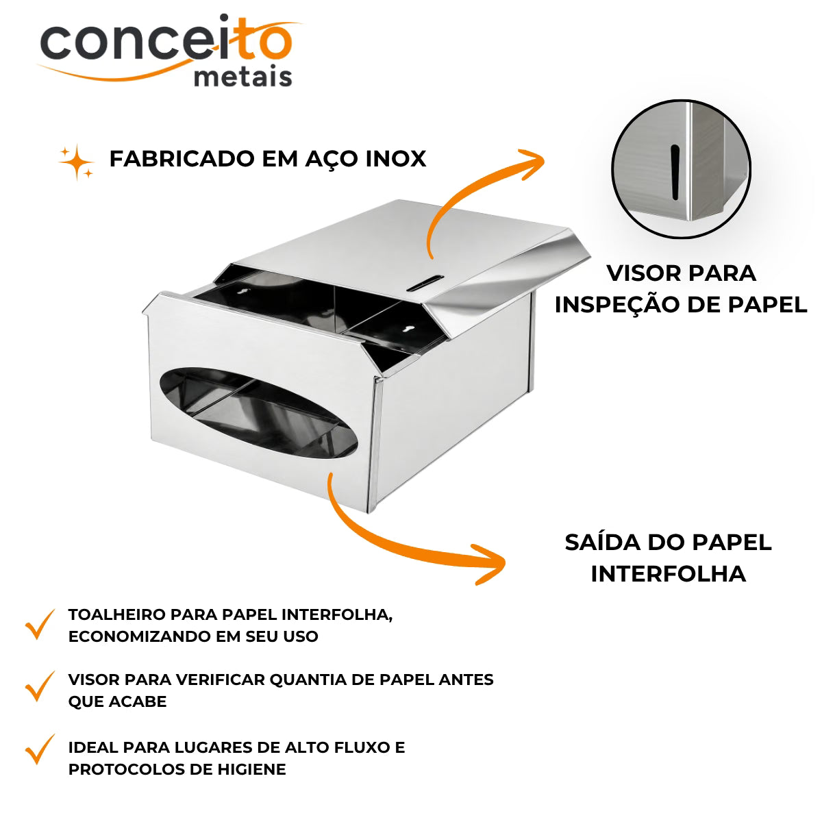 Toalheiro inox interfolhas com trava - 12182: detalhes