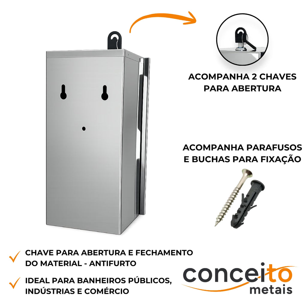 Toalheiro cai cai inox com trava - 12183: fixação e acessórios