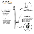 Torneira mesa clínica cozinha bica móvel com alavanca competitiva - 12198: detalhes, acessórios e limpeza