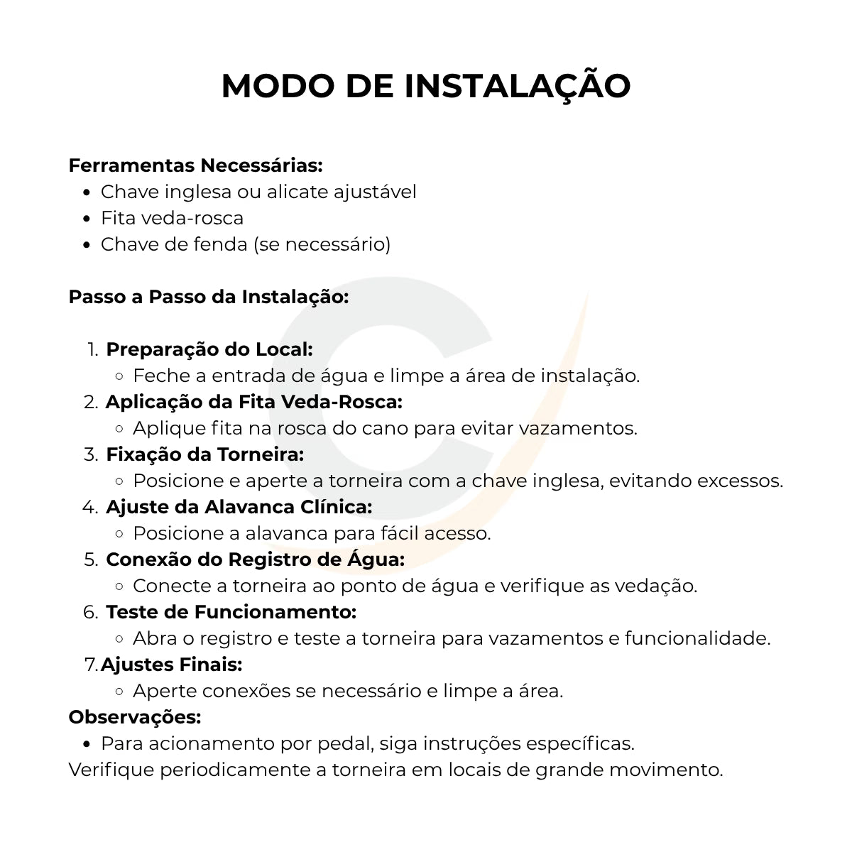 Torneira mesa clínica cozinha bica móvel com alavanca competitiva - 12198: modo de instalação