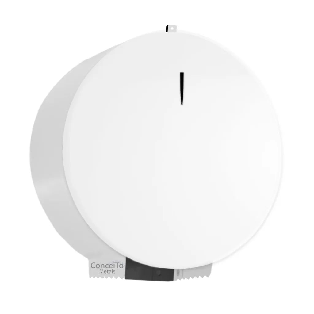 Dispenser de papel higiênico aço carbono branco 400mts com porta cadeado - 12281 - Conceito Metais