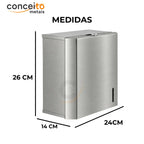 Toalheiro em aço inox escovado interfolhas com trava - 12288: medidas