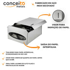 Toalheiro em aço inox escovado interfolhas com trava - 12288: detalhes