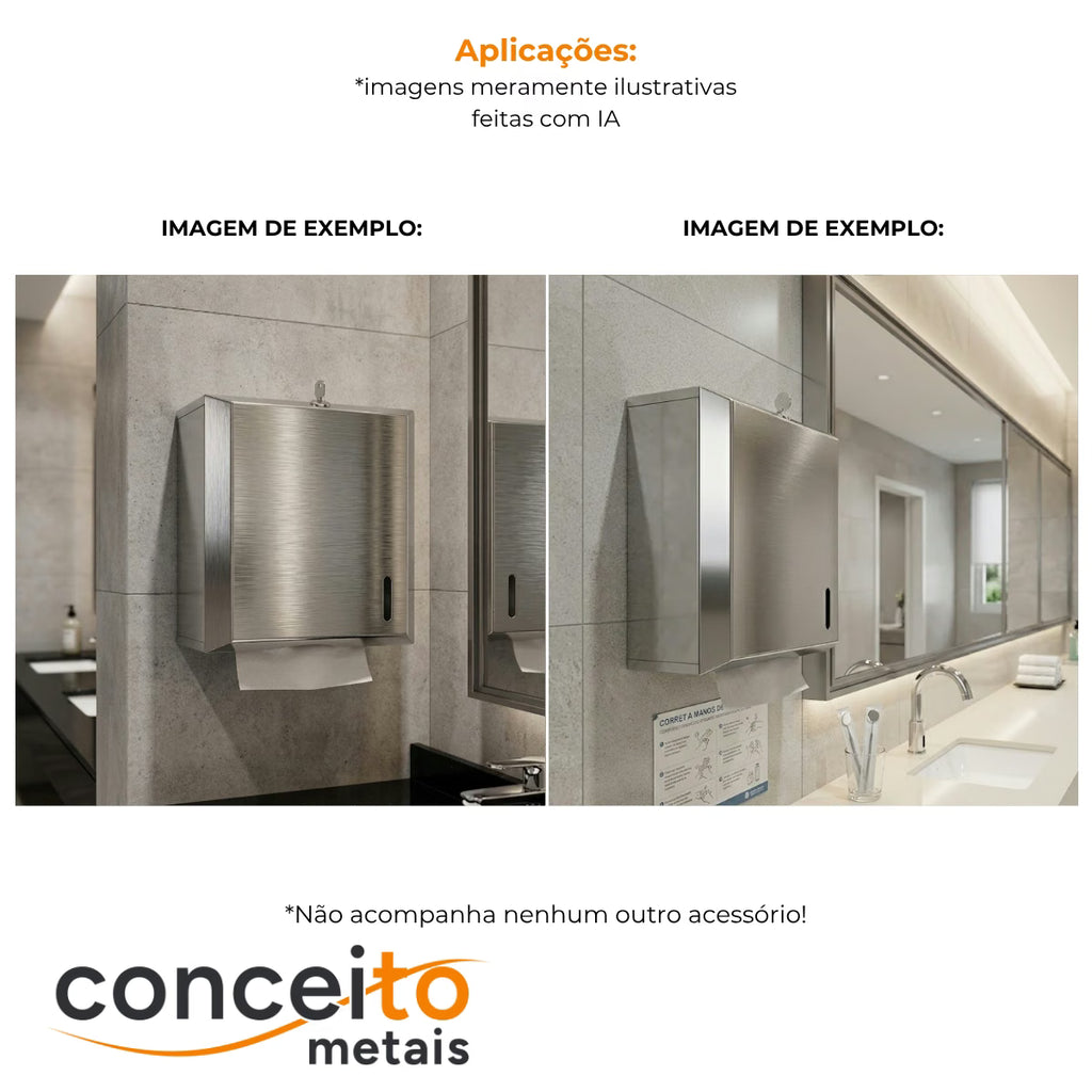 Toalheiro em aço inox escovado interfolhas com trava - 12288: aplicações