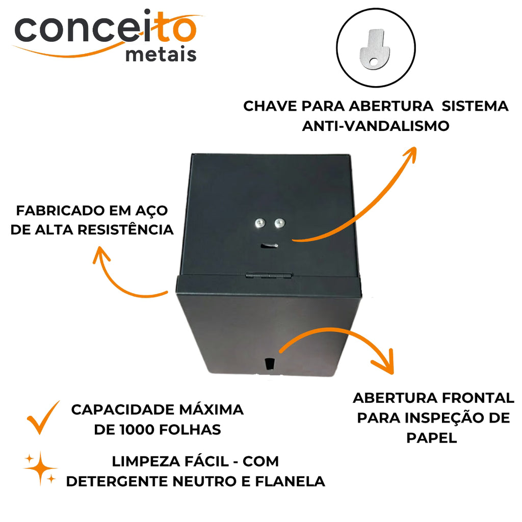 Toalheiro cai cai em aço reforçado pintura eletrostática preto - 12869: fabricação e chave