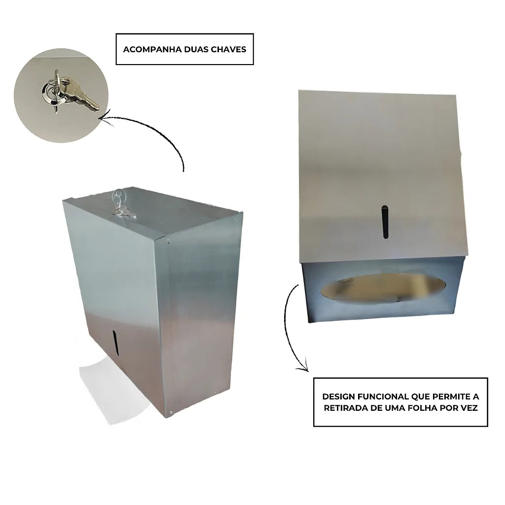 Toalheiro interfolhado aço inox escovado - 12889 - Conceito Metais