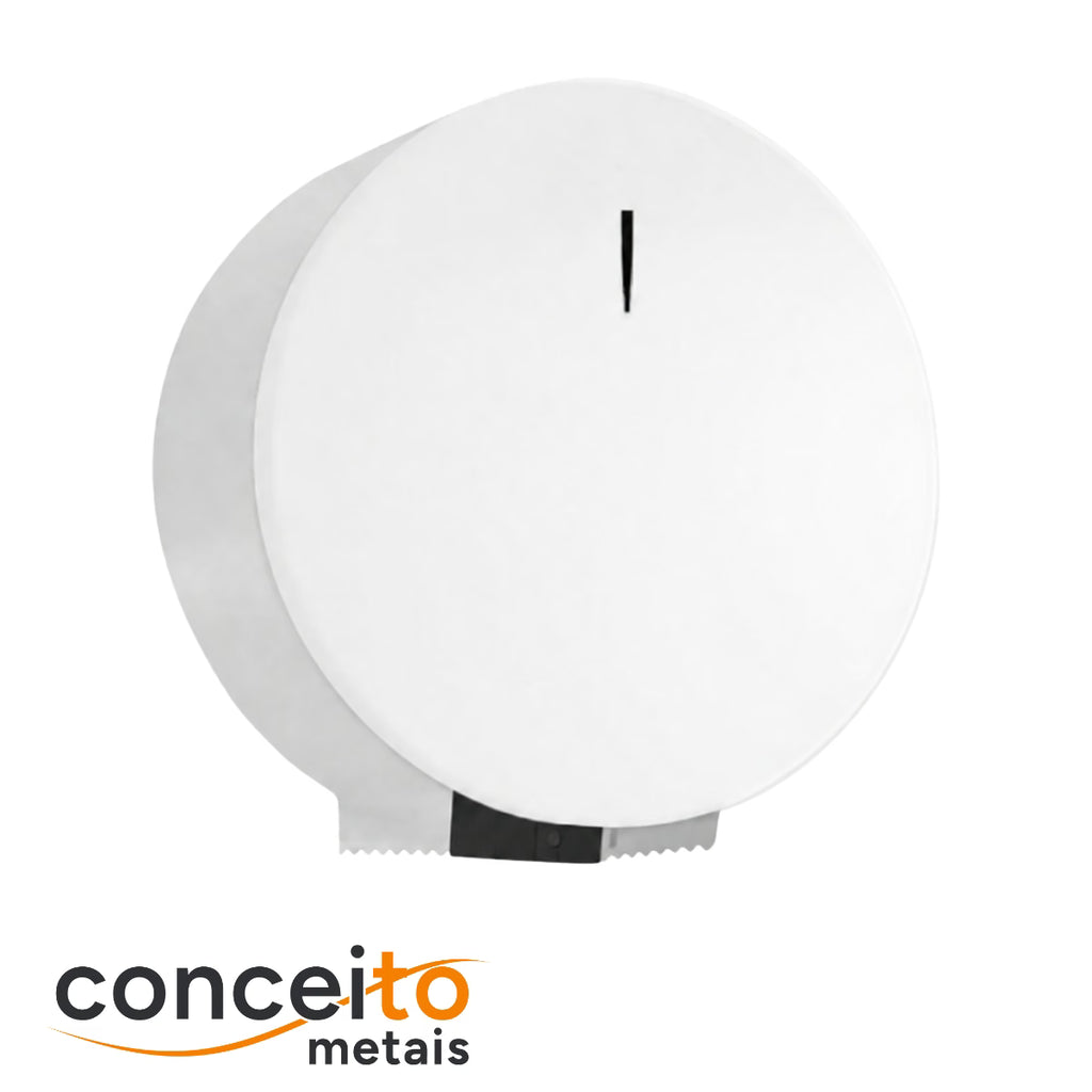 Dispenser de papel higiênico aço carbono branco 400 mt com trava - 12890