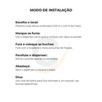 Dispenser de papel higiênico aço carbono branco 400 mt com trava - 12890: modo de instalação