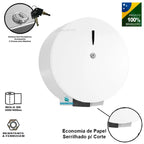 Dispenser de papel higiênico aço carbono branco 400 mt com chave - 12891 - Conceito Metais (foto 3)